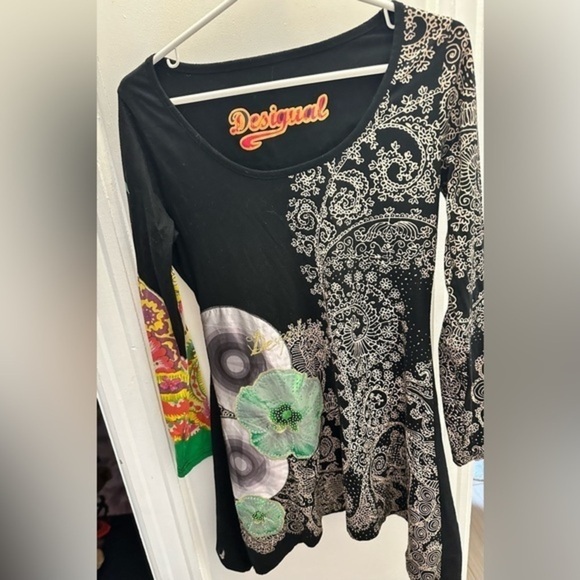 Desigual Long Sleeve Sequin Shirt/Dress - Picture 1 of 8